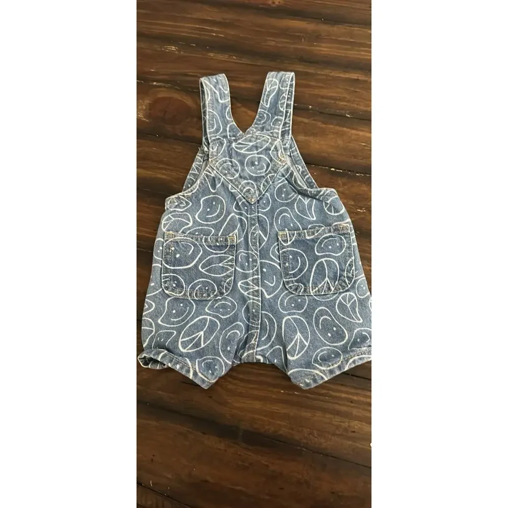 Old Navy Workwear Happy Face Peace Denim Overalls 0-3 Months Baby